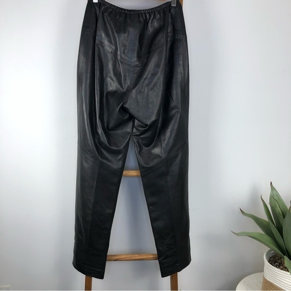 VINTAGE black baggy leather pants size M - Picture 4 of 8